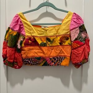 Farm Rio Crop Top with Sleeves